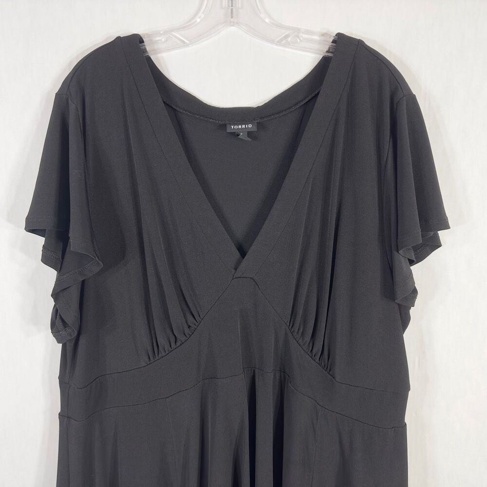 Torrid Plus Size 1X Dress Solid Black Jersey Knit Skater Short Sleeve‎ Knee 504 - Picture 6 of 11